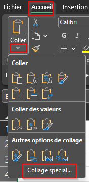 Excel : Collage spécial