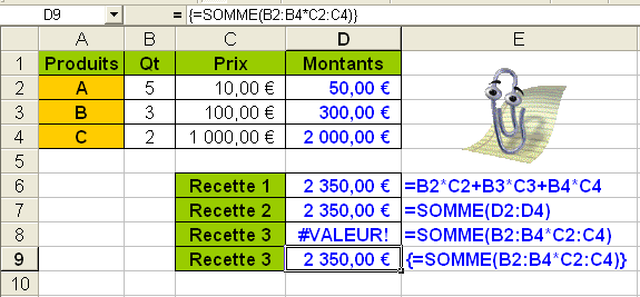 Excel : Matrice