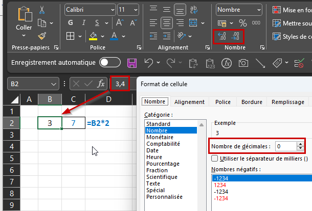 Arrondi des nombres via un format