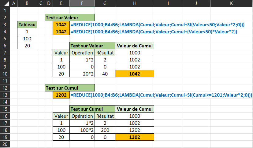 Excel Fonction REDUCE