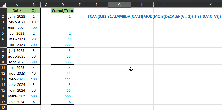 Excel Fonction SCAN