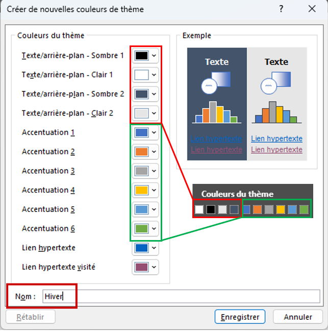 Word : Création d'un fichier de couleurs de Thème