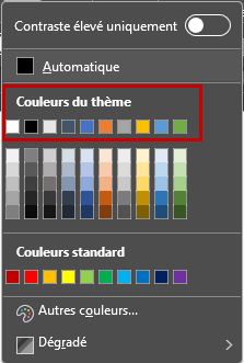 Word : Palette de couleurs