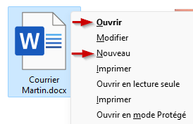 Word Modèle clic droit Docx