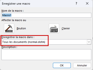 Word Modèle Enregistrement d'une macro