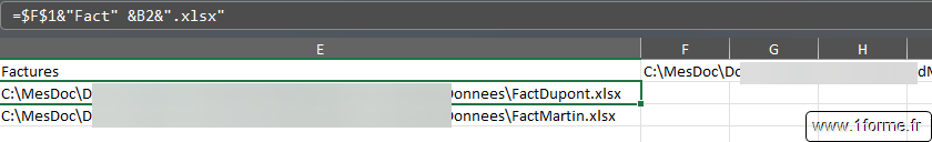 Word Publipostage multibases Champ contenant les chemins d'accès aux différents des fichiers