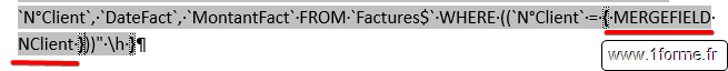 Word Publipostage multibases Apres modification code du champ