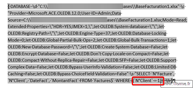 Word Publipostage multibases Avant modification code du champ