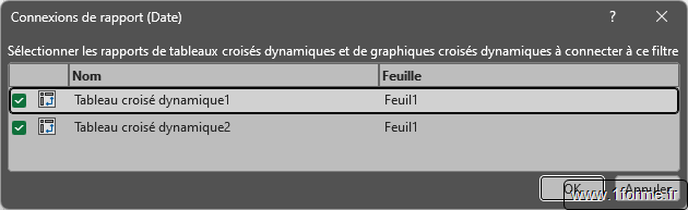 Excel Chronologie pilotant 2 sources