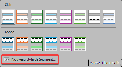 Excel Création d'un nouveau style de segment