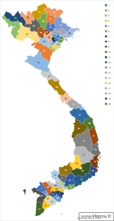 Carte choroplèthe Régions Vietnam