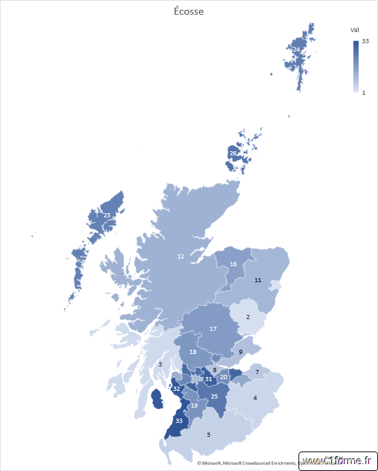 Carte choroplèthe Écosse