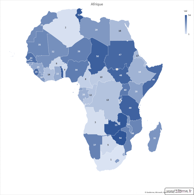 Carte choroplèthe Afrique
