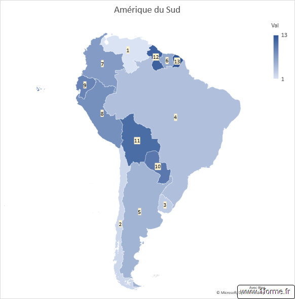 Carte choroplèthe Amérique du Sud
