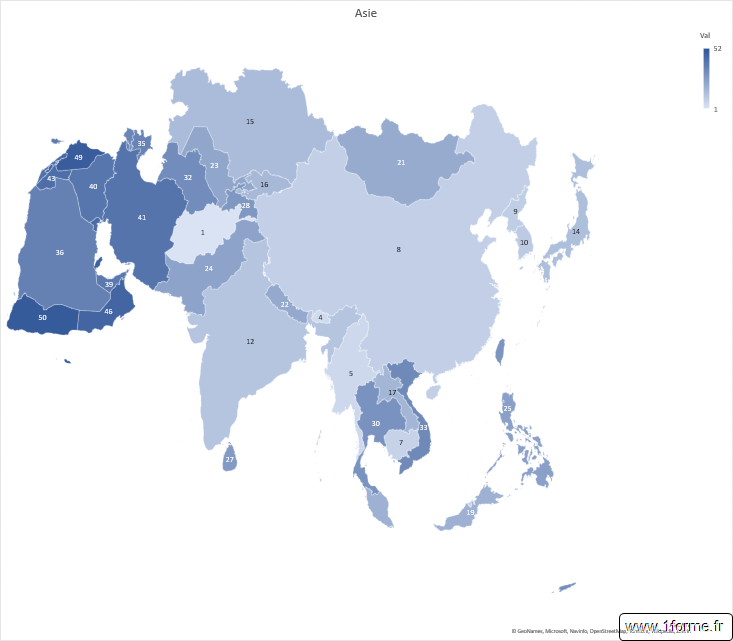 Carte choroplèthe Asie