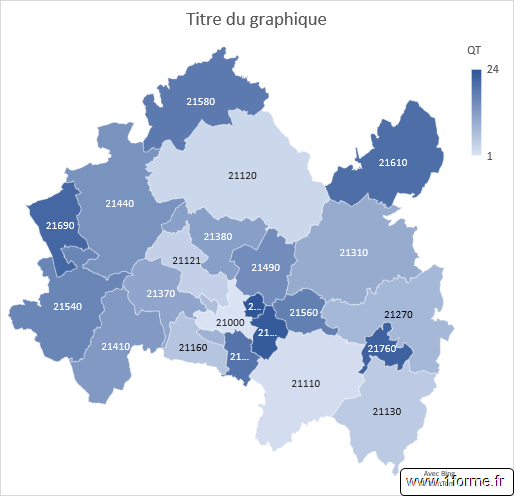 Carte choroplèthe Communes arrondissement Dijon