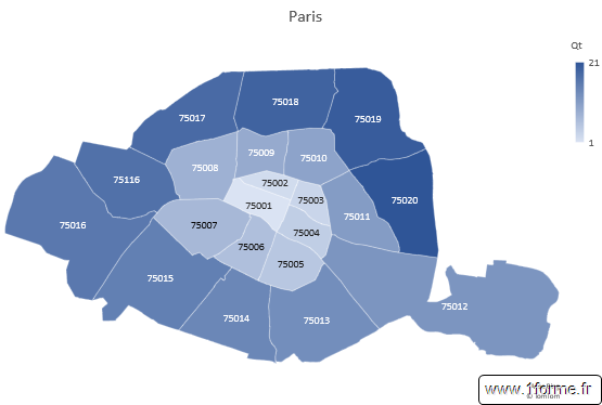 Carte choroplèthe Arrondissements Paris