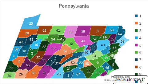 Carte choroplèthe Etat de la Pennsylvanie