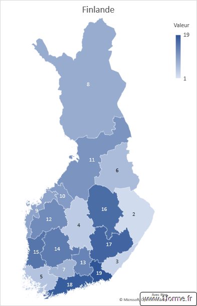 Carte choroplèthe Régions Finlande