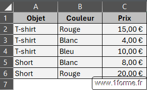 Excel Fonction EQUIV : Exemple 2 Recherche critères multiples