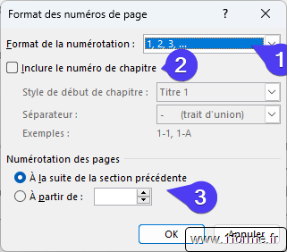 Word Numérotation : Personnalisation