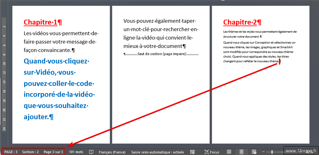 Word : Saut de section Page impaire (ajout d'une page)