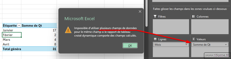 Excel Message d'erreur