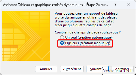 Assistant tableau croisé dynamique : Étape2a