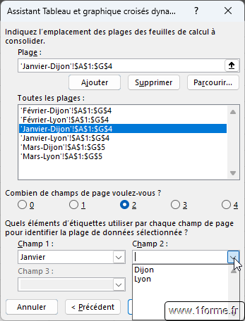 Assistant tableau croisé dynamique : Étape2b
