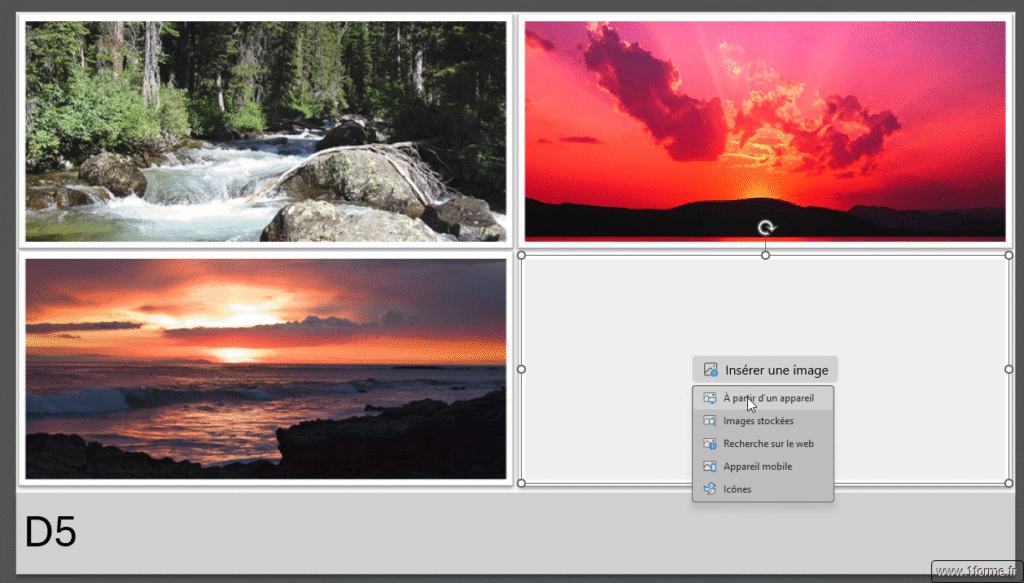 Utilisation de la disposition personnalisée "4 images"