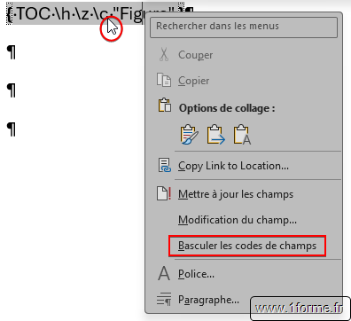 Menu contextuel