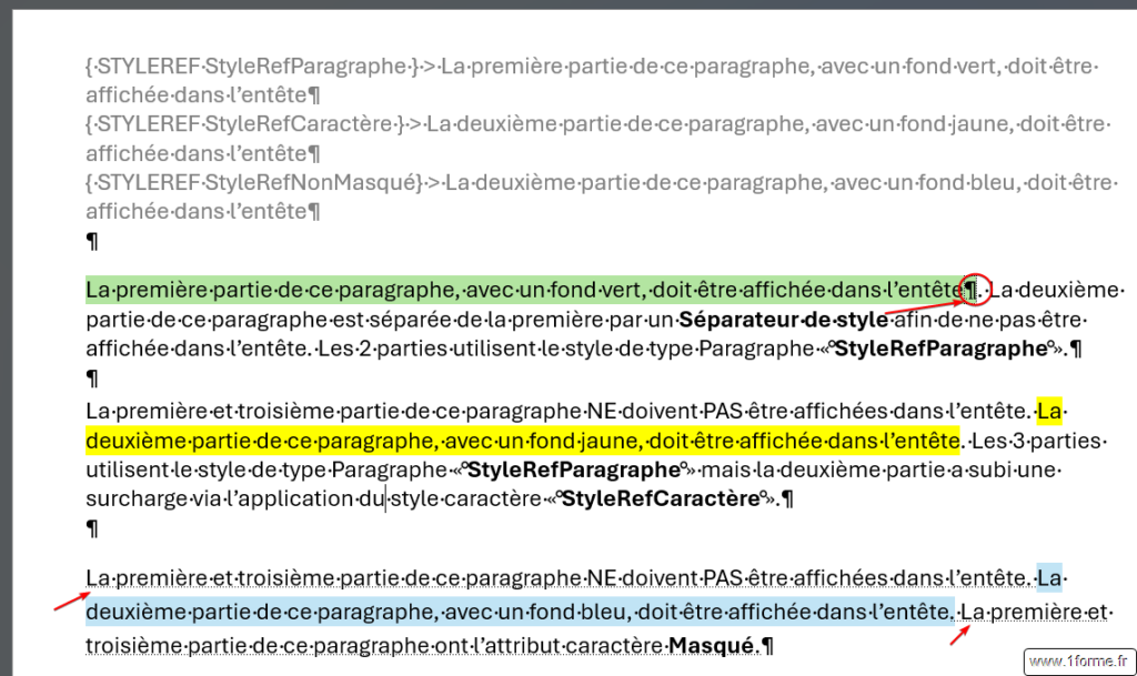 Comment ignorer une partie d'un paragraphe