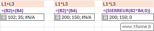 Addition et multiplication entre listes de taille différentes