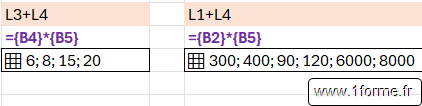 Addition et multiplication entre listes d'orientations différentes