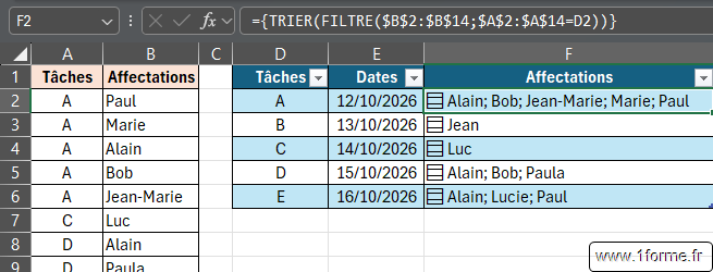Conversion du résultat d'une fonction FILTRE